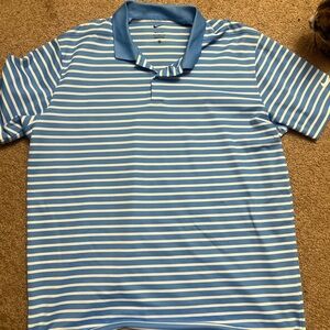 Nike Men's Blue Striped Polo Shirt